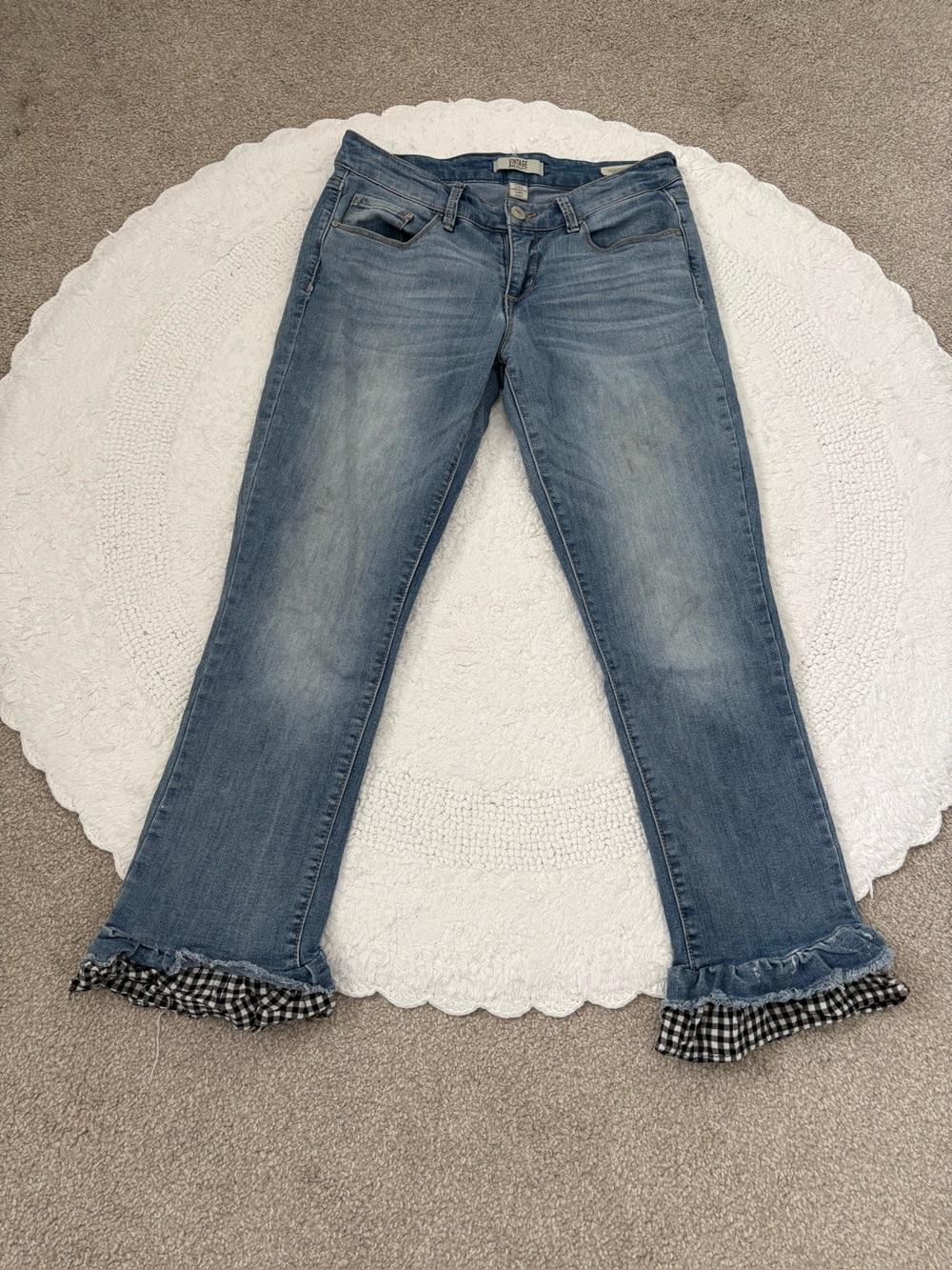 Vintage America Blues Ruffled Jeans